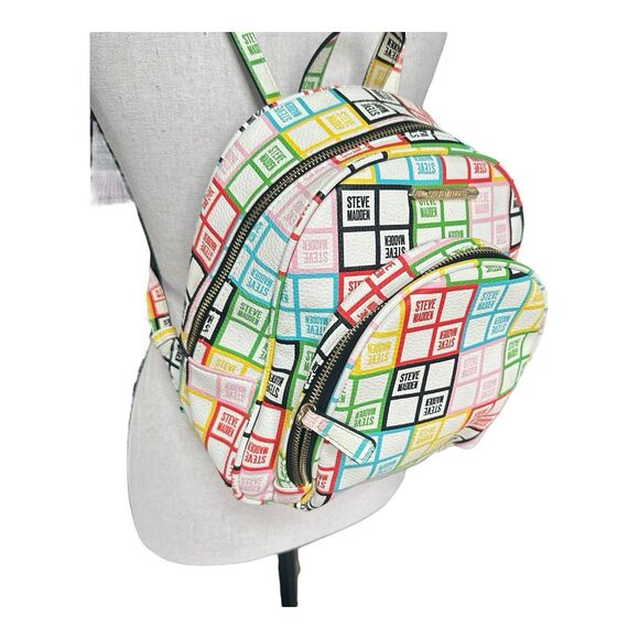 Steve Madden Colorblock Logo Mini Backpack Multicolor Streetwear Bag - Picture 2 of 11